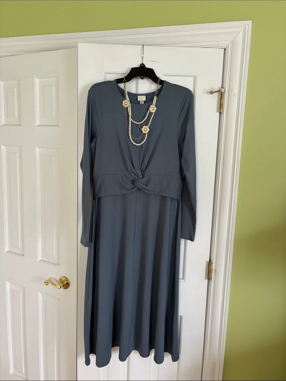 a new day Slate Blue Long Sleeve Twist-Front Maxi Dress